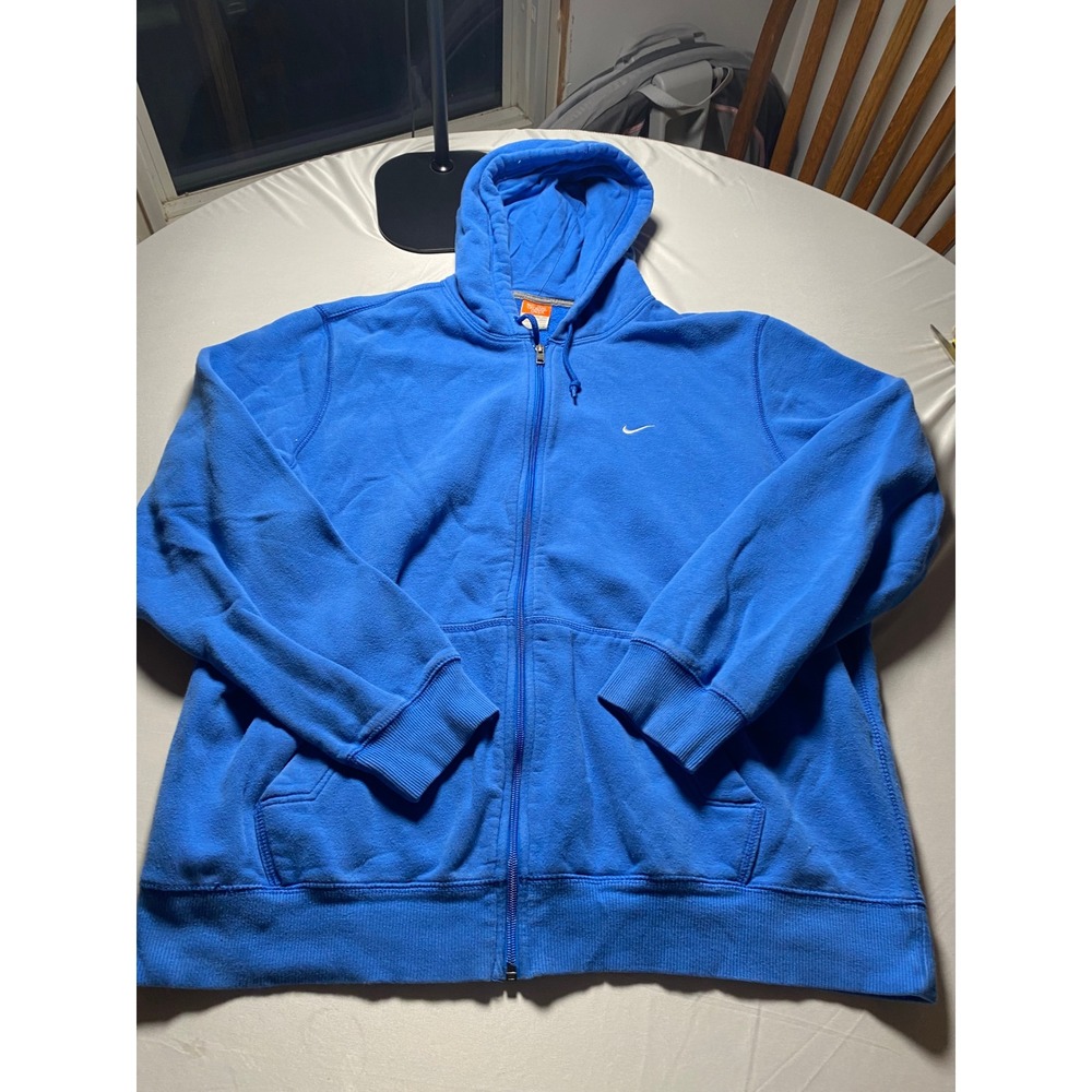 Nike Athletic Dept Mens XXL Blue Full Zip Fleece Hoodie Swoosh 341573-457